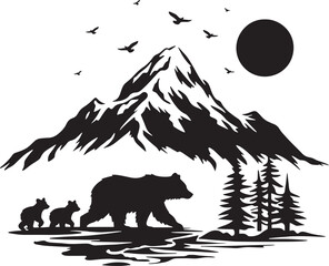 A serene landscape photo of a mountain on transparent background