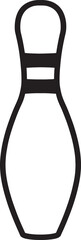 A simple black silhouette of a bowling pin on a white background
