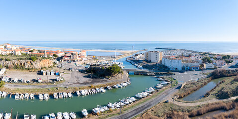 Port de plaisance de Narbonne plage dans l'Aude en Occitanie (France)