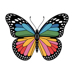 Colorful Rainbow Butterfly Illustration Isolated on White Background