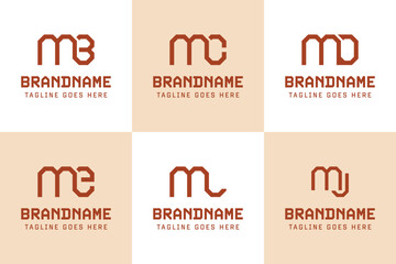 Obraz premium Letters MB MC MD ME ML MJ Monogram Logo Set, for BM CM DM EM LM JM initials