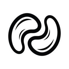 Black and white abstract swirling kidney shape