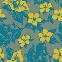 Abstract Brush Strokes Floral Seamless Pattern for fashion prints, patterns, backgrounds. Vector illustration