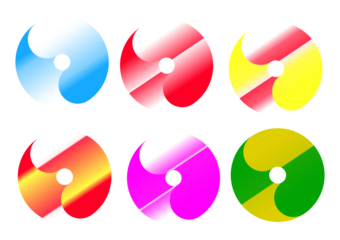 Colorful gradient abstract circles isolated on transparent background for modern design