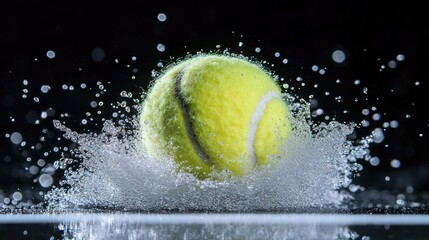 Tennis ball splashing in water