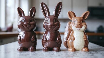 Three chocolate Easter figurines
