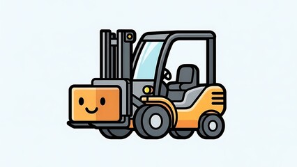 Cartoon Forklift Truck with Smiling Face.