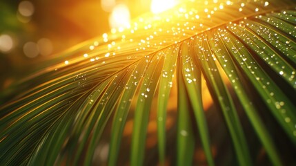 Tropical Leaf with Dew Drops
