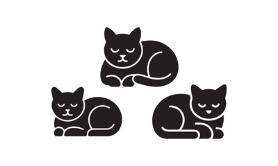 Cute Sleeping Cat Silhouette Set