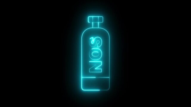 Glowing neon Nitrous oxide icon isolated on black background. Nitrous oxide tube icon animation. 4k video animation.