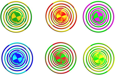 Colorful glossy concentric rings isolated with real transparent background for modern design