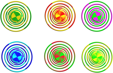 Colorful glossy concentric rings isolated with real transparent background for modern design