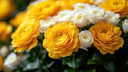 Yellow and white roses bouquet