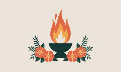 Decorative Fire Bowl With Flowers