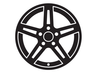Obraz premium Alloy Wheel icon in silhouette wgite background.