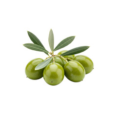 Green olives with leaves on Transparent Background