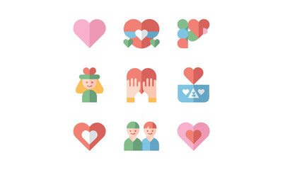 Cute Love and Family Icon Set