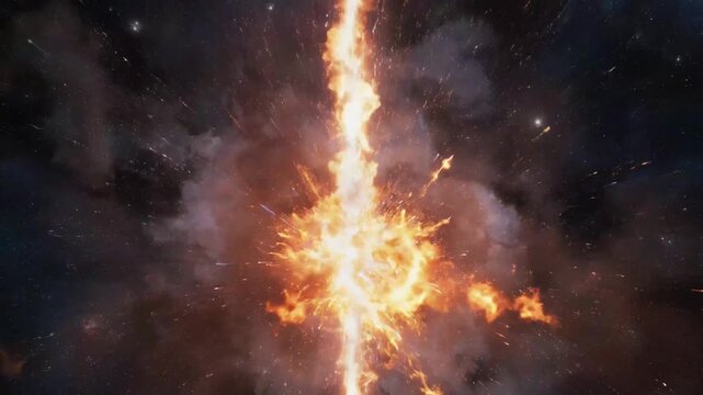 Exploding cosmic supernova energy blast animation video.