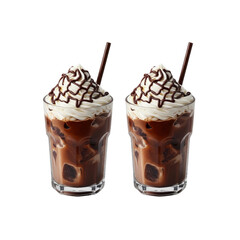 Two Iced Mocha Coffee Drinks with Whipped Cream