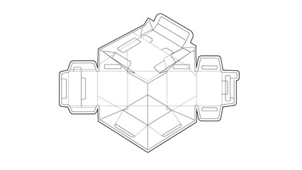 Detailed technical drawing of a cardboard box template