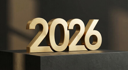 Premium 3D 2026 New Year Number With Elegant Studio Lighting