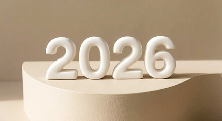 2026 Minimal 3D White Numbers on Soft Neutral Background