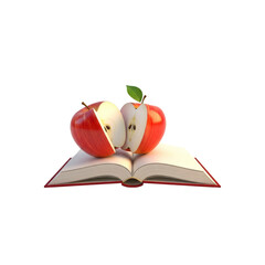 Cut apple on open book