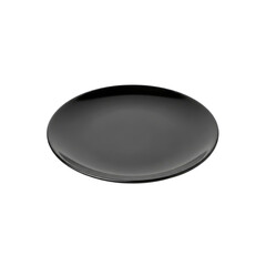 Shiny black empty plate on Transparent Background