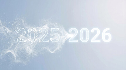 2025 to 2026 Smooth Transition with Soft Light Particles and Clean White Glow