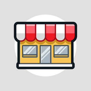 Cartoon Illustration of Store and Market