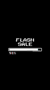 Flash sale pixel art progress bar retro 4k vertical suitable for promotional announcements, social media marketing, and urgent offer notifications.
