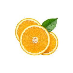Orange slices and leaf on Transparent Background
