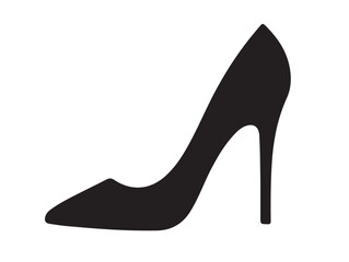 High Heel Icon in silhoouette white background..