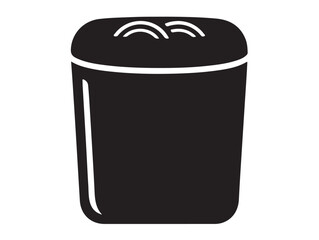 Minimal Plastic Cotton Box Box icon in silhouette white background.