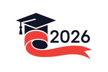 Modern Academic Achievement Icon with Graduation Cap and 2026 Date