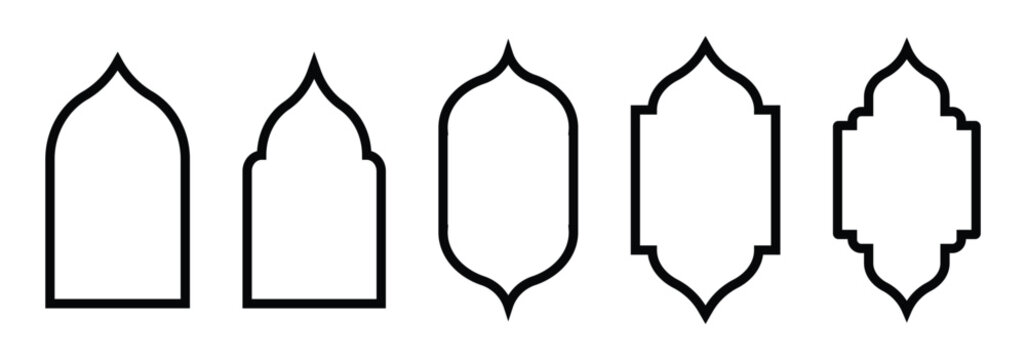 Islamic window or door shape set in oriental style. Decorative frame bordar for Ramadan, eid or other festive design