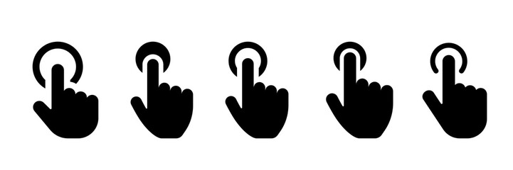 Set of vector hand cursor silhouette