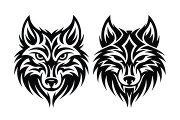 Wolf head tribal tattoo vector illustration design