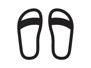 Sandals Icon Icon in silhoouette white background.