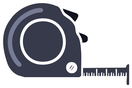 Stylized Graphic Depiction of a Metal Retractable Measuring Tape with Ruler Showing Length, DIY Tool