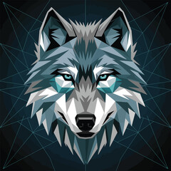 A fierce black and white tribal wolf head vector illustration captures a wild predator mascot silhouette, perfect for a powerful animal tattoo or wildlife beast symbol isolated on white