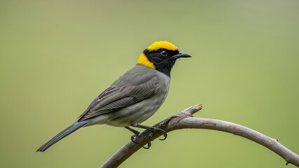 Obraz premium Yellow crowned bird perched on branch.