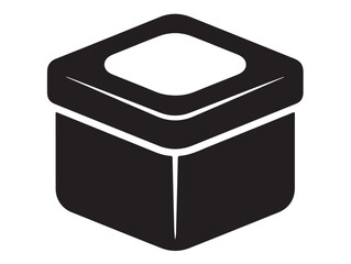 Transparent Cotton Box icon in silhouette white background.