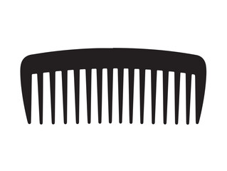 Wide-tooth Comb icon in silhouette white background.