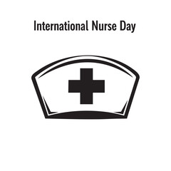 Obraz premium International Nurse Day healthcare celebration with nurse hat and red cross symbol in black and white