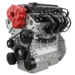 Fototapeta premium Automotive engine with red air filter