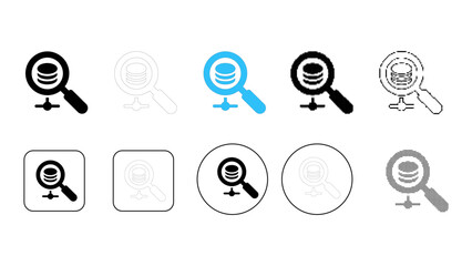 Magnifying glass over stacked coins symbolizing search and data retrieval