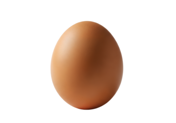 Single brown chicken egg isolated on transparent background for food packaging, cooking, nutrition, and grocery design