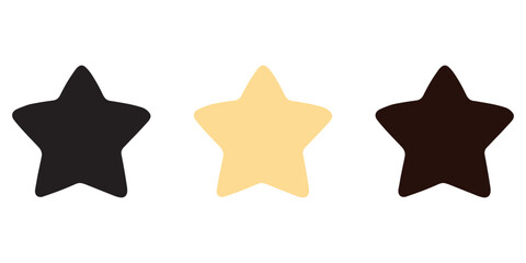 Three Distinct Stars in Black, Yellow, and Brown
