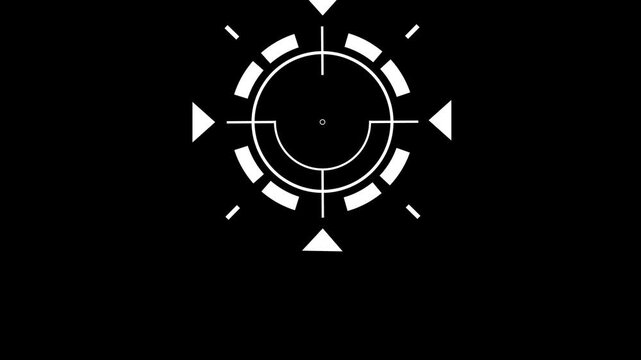 abstract circular viewfinder aiming point. virtual reality head up display target icon white. tactical digital sight with rotating segments.